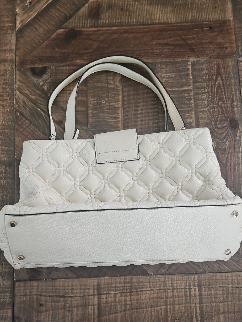kate spade White Quilted Leather Tote with Turn-Lock Accent - Picture 5 of 5
